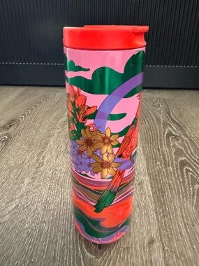 Starbucks 2024 Rex Hamilton Stainless Steel 16 oz Pink Multicolor Tumbler